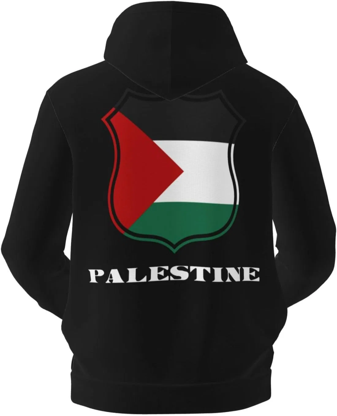 Мужская флисовая толстовка с капюшоном Palestine Palestinian Vintage Emblem и карманом Generic, черный — фото 3