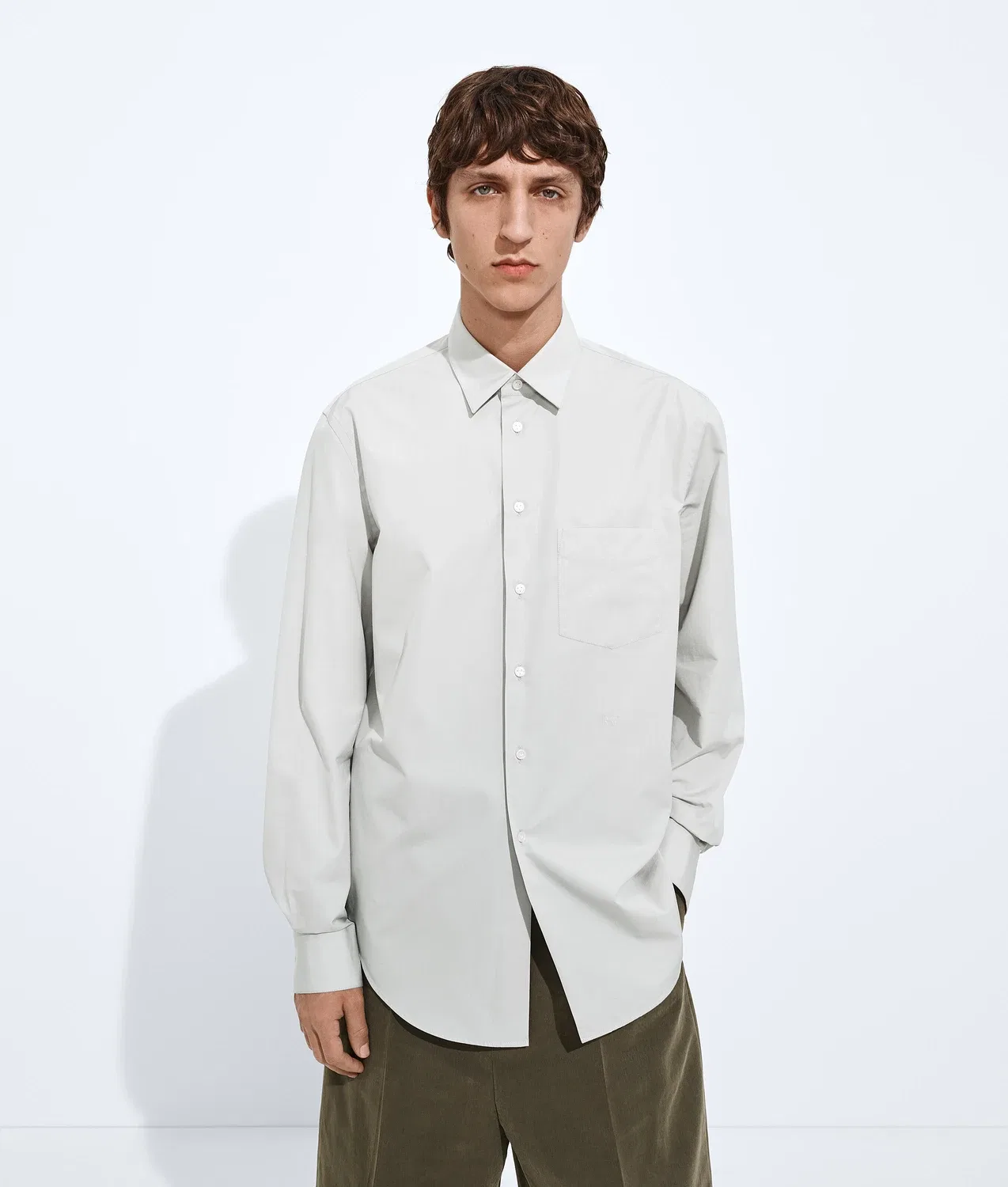 Рубашка из хлопкового поплина BOTTEGA VENETA, серый