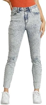 Джинсы с потертостями, стрейч, скинни, необработанный край, Lt. Denim