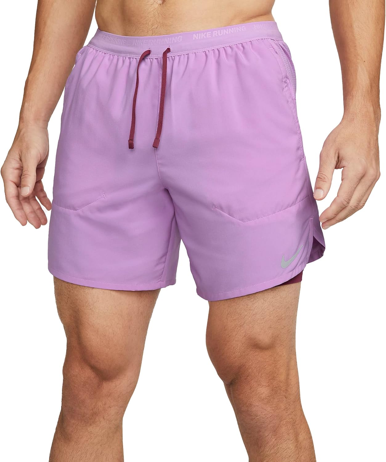 Мужские шорты для бега Nike Stride Dri-FIT 7 дюймов 2-в-1, Rush Fuchsia/Rosewood/Rosewood — фото 2