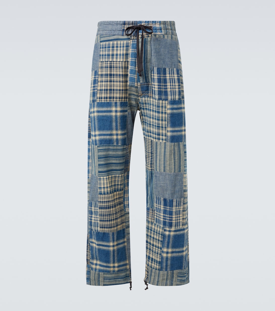 

Штаны из хлопка и льна в стиле пэчворк RRL, Indigo/Creme Multi