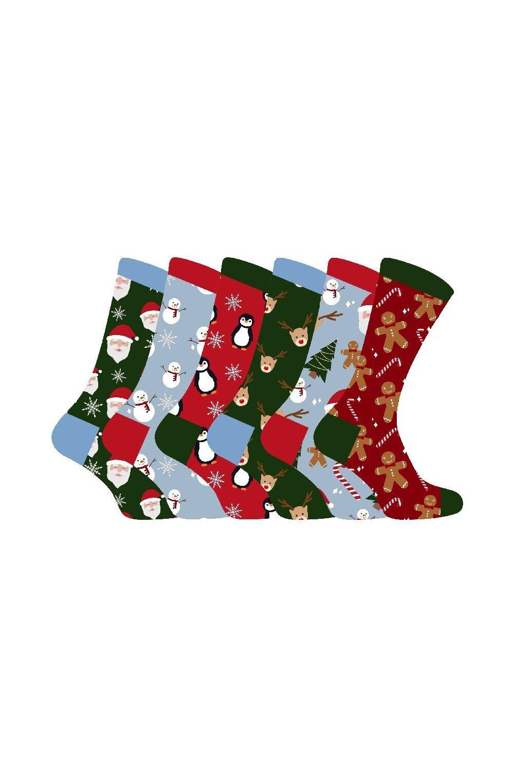 

6 пар новых ярких носков с рождественским рисунком Sock Snob, мультиколор