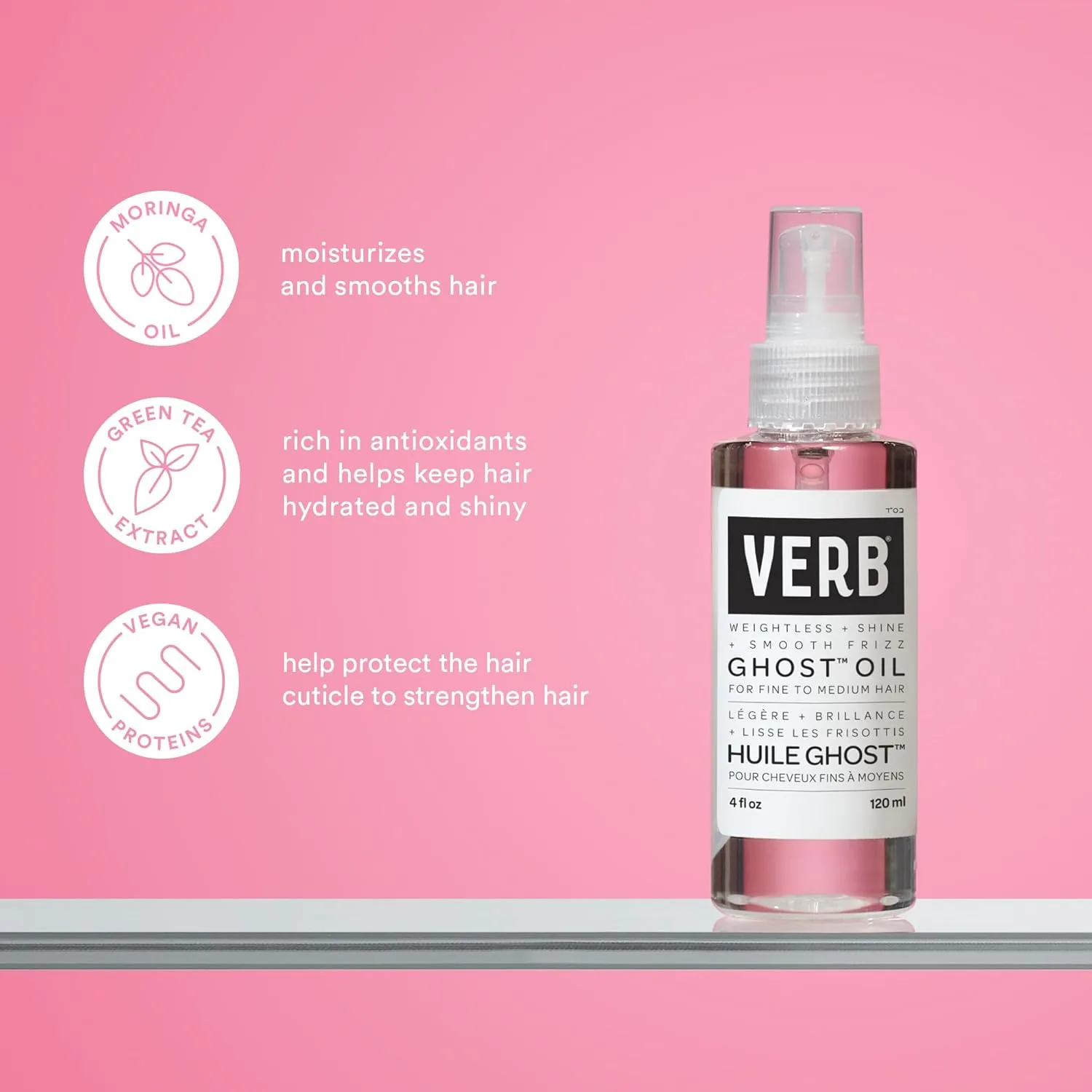 VERB Ghost Oil - невесомое масло для тонких и средних волос - разглаживает пушистость, придает блеск - не содержит парабенов, глютена и вредных сульфатов. 89 мл (2 шт.), Green — фото 3