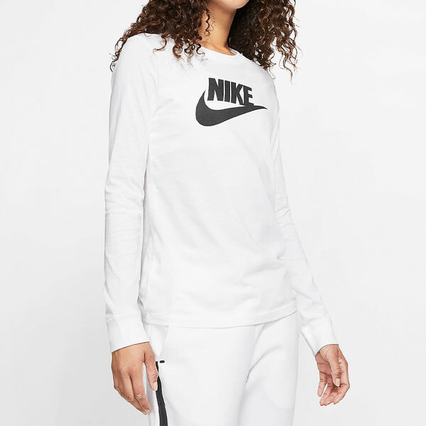 Футболка классические с длинными рукавами и принтом логотипа Nike, белый — фото 3