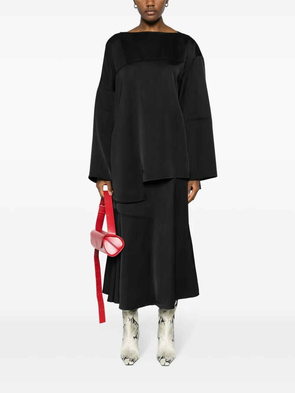 Футболка со вставками и длинными рукавами JIL SANDER, черный — фото 2