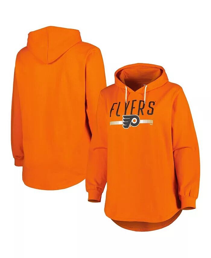 

Женский флисовый пуловер с капюшоном большого размера Heather Orange Philadelphia Flyers Profile