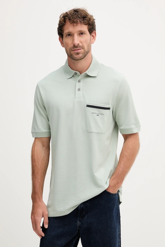 

Хлопковая поло Armani Exchange, зеленый