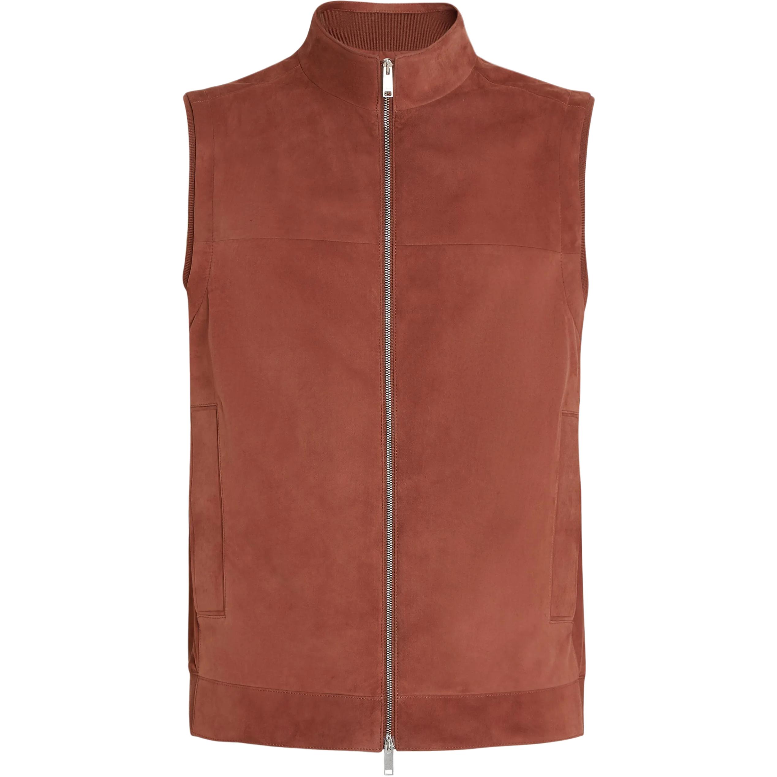 

Ermenegildo Zegna Кожаный жилет на молнии Zegna, Chestnut Brown