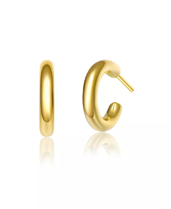 

Маленькие открытые серьги-кольца из стерлингового серебра 14 карат с прозрачным кубическим цирконием и позолотой Genevive, gold