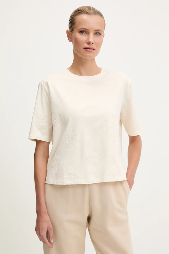 

Хлопковая футболка PEONY Guess, бежевый