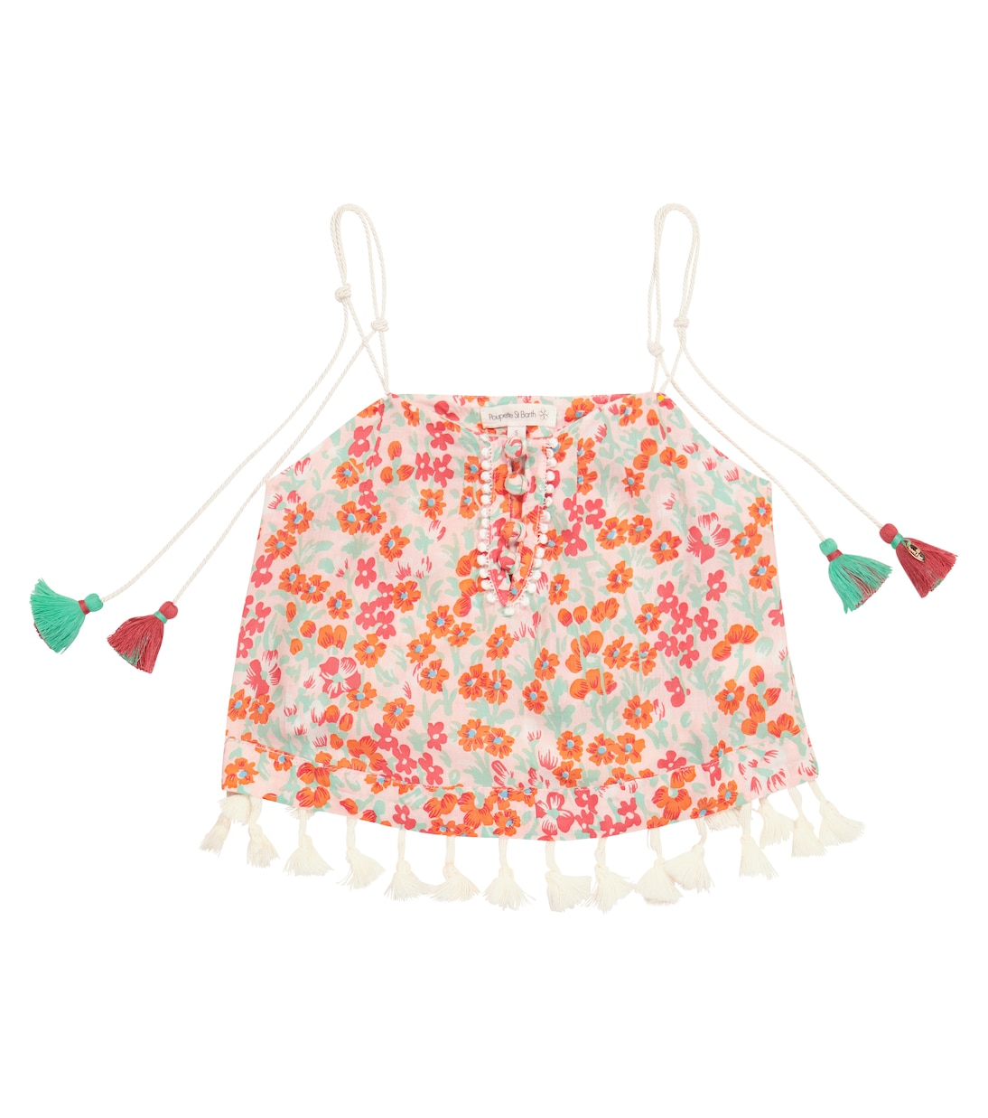

Топ с цветочным принтом Mara Poupette St Barth Kids, Orange Daffodil