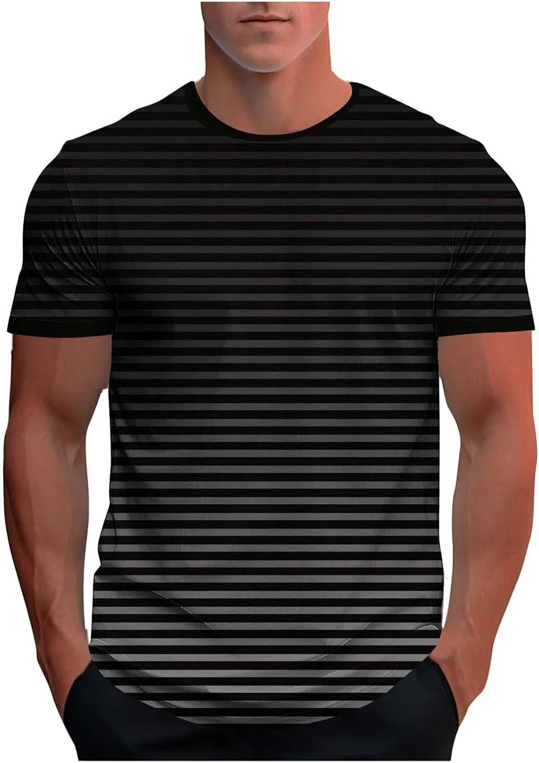 

Футболка Casual с градиентом и полосками, свободный крой