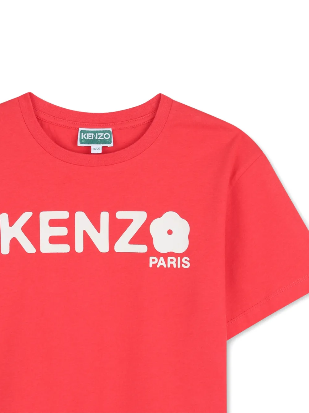 Футболка с цветочным логотипом Kenzo Kids, красный — фото 3