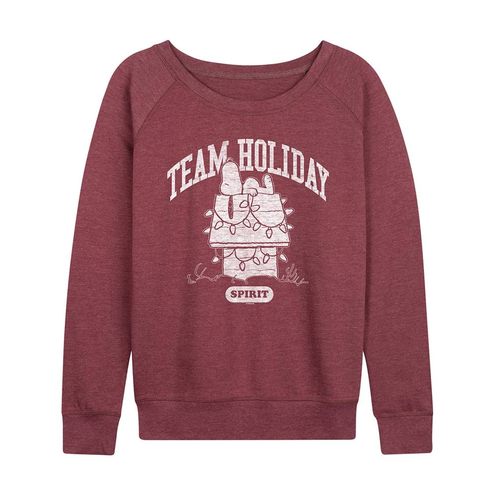 

Женский легкий свитшот из френч терри Peanuts Team Holiday Spirit Licensed Character, цвет Heather Dark Red