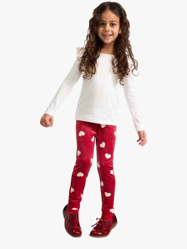

Детские легинсы с принтом в виде сердечек из велюра Lindex, Dark Dusty Red