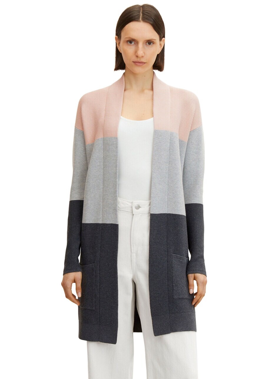 

Вязаный кардиган TOM TAILOR Knit Cardigan, цвет navy/grey/light pink