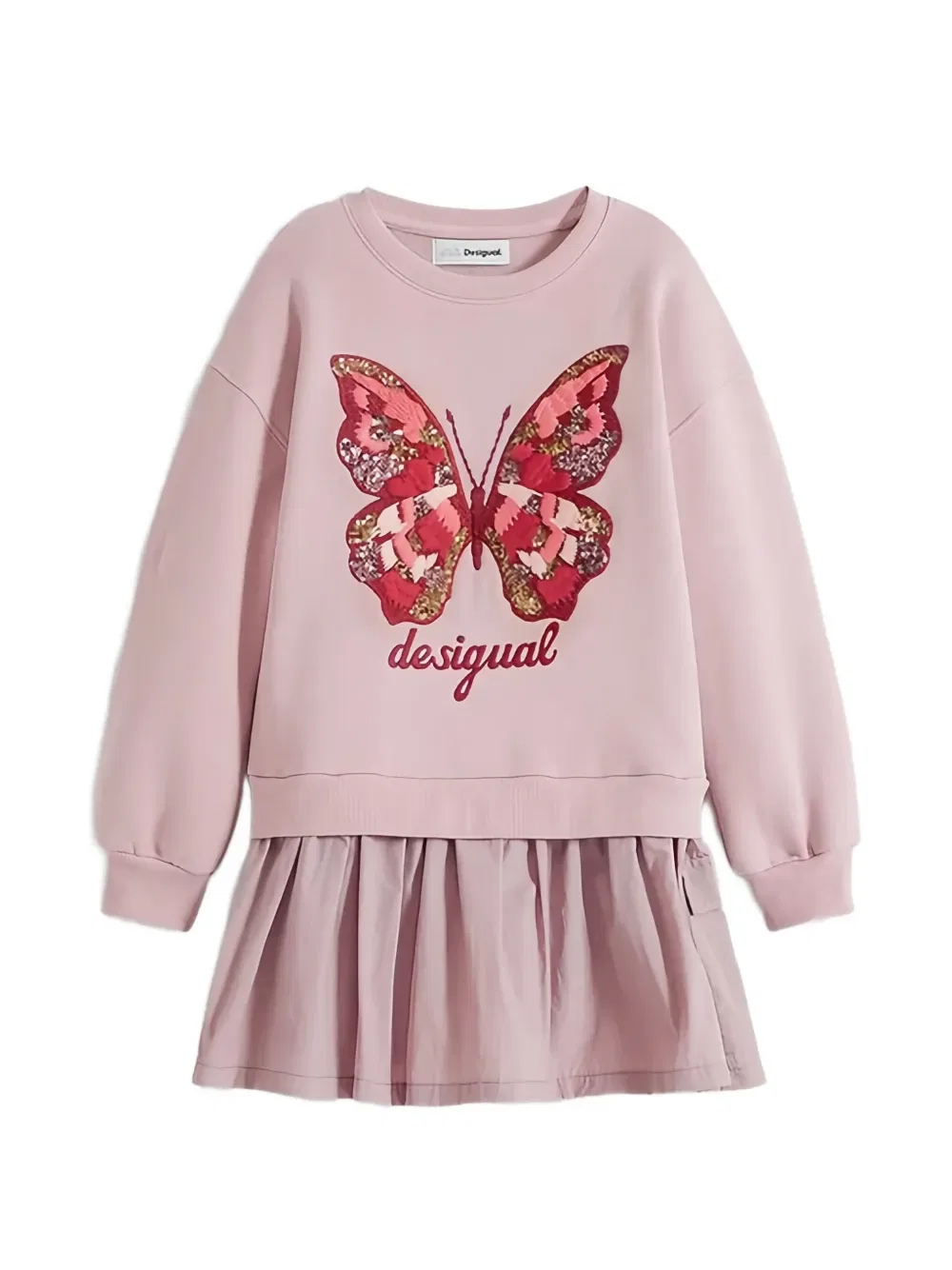 Платье с вышивкой в виде бабочек Desigual, розовый