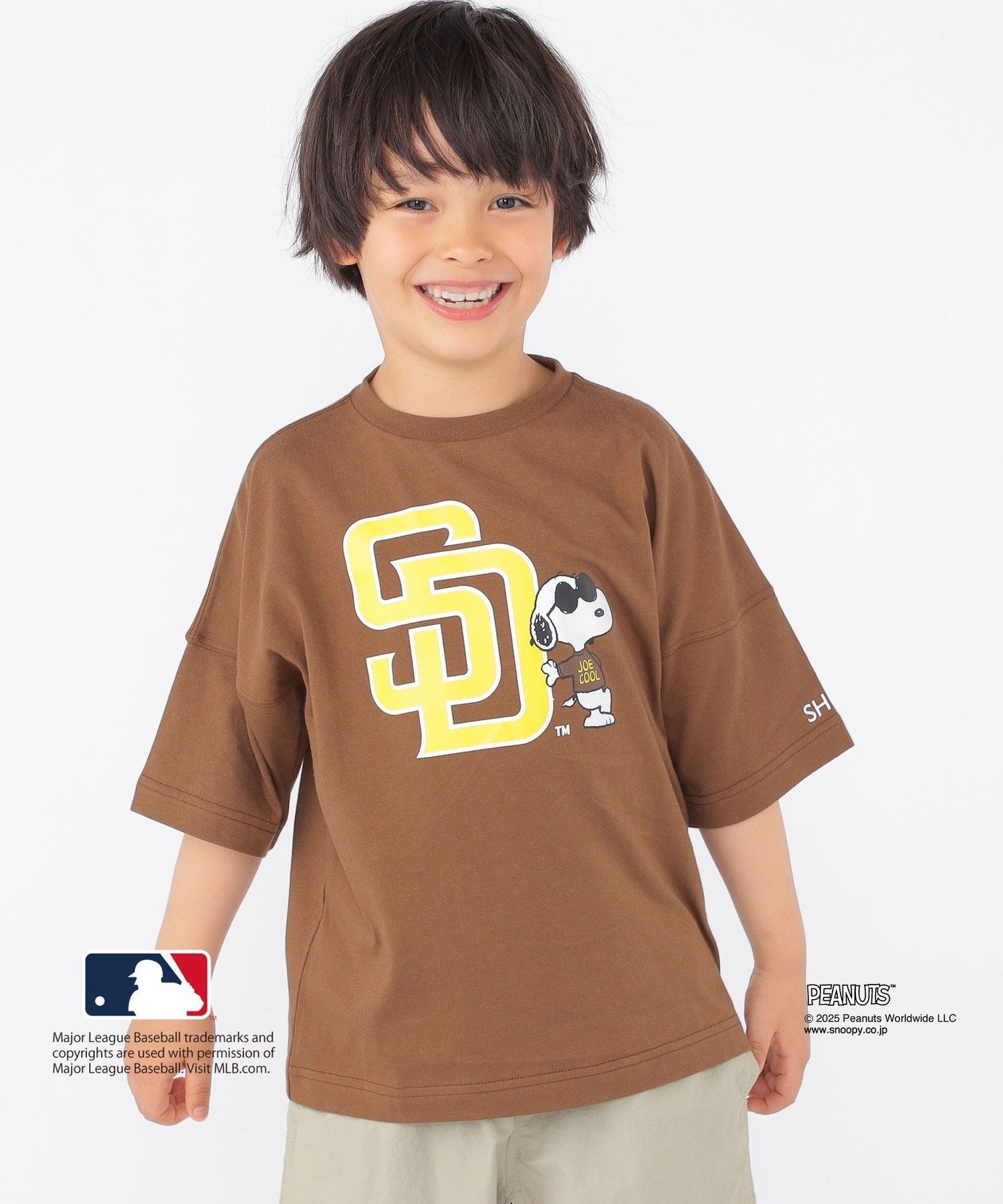 Детская футболка с принтом PEANUTS*MLB (100~125 см) SHIPS KIDS, Brown