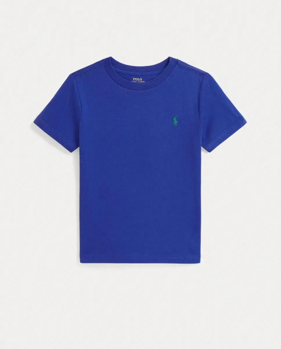 Детская хлопковая футболка с круглым вырезом Polo Ralph Lauren, Azul Eléctrico