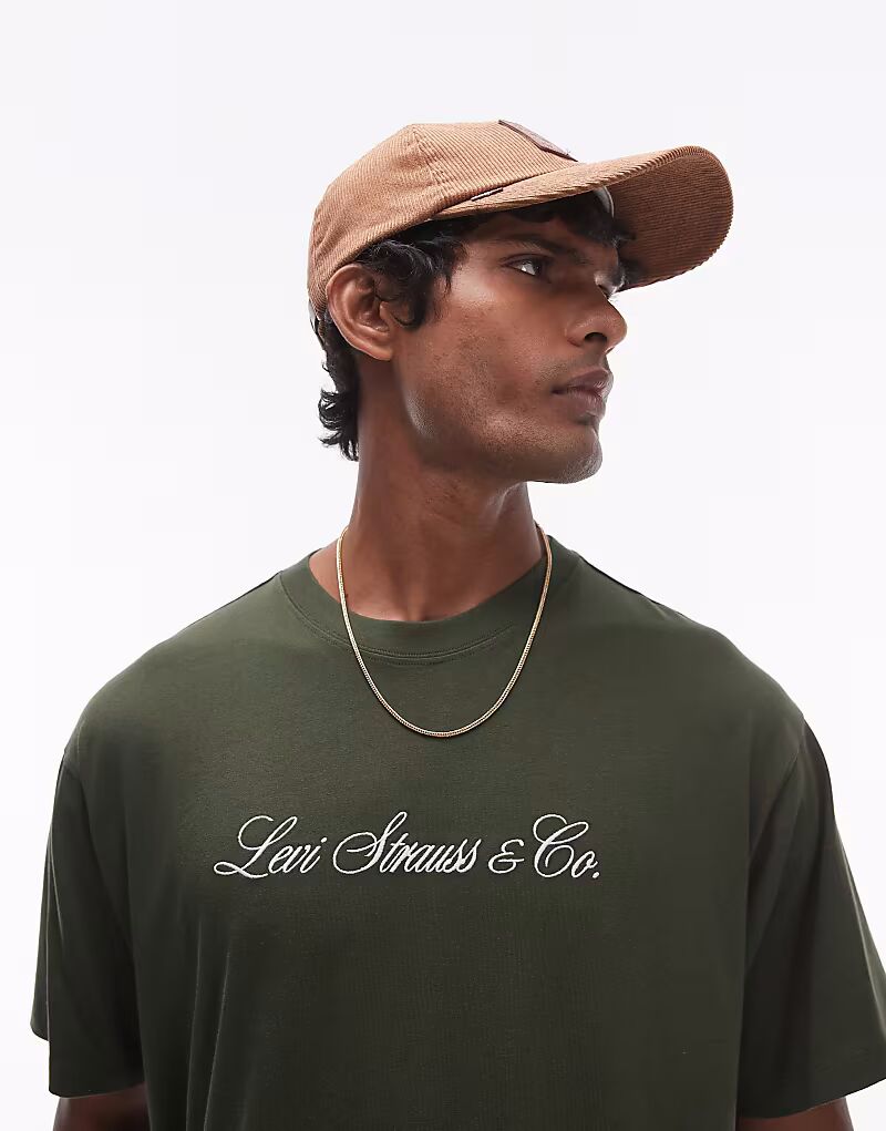 

Футболка свободного кроя Levi's Vintage с вышитым логотипом темно-зеленого цвета