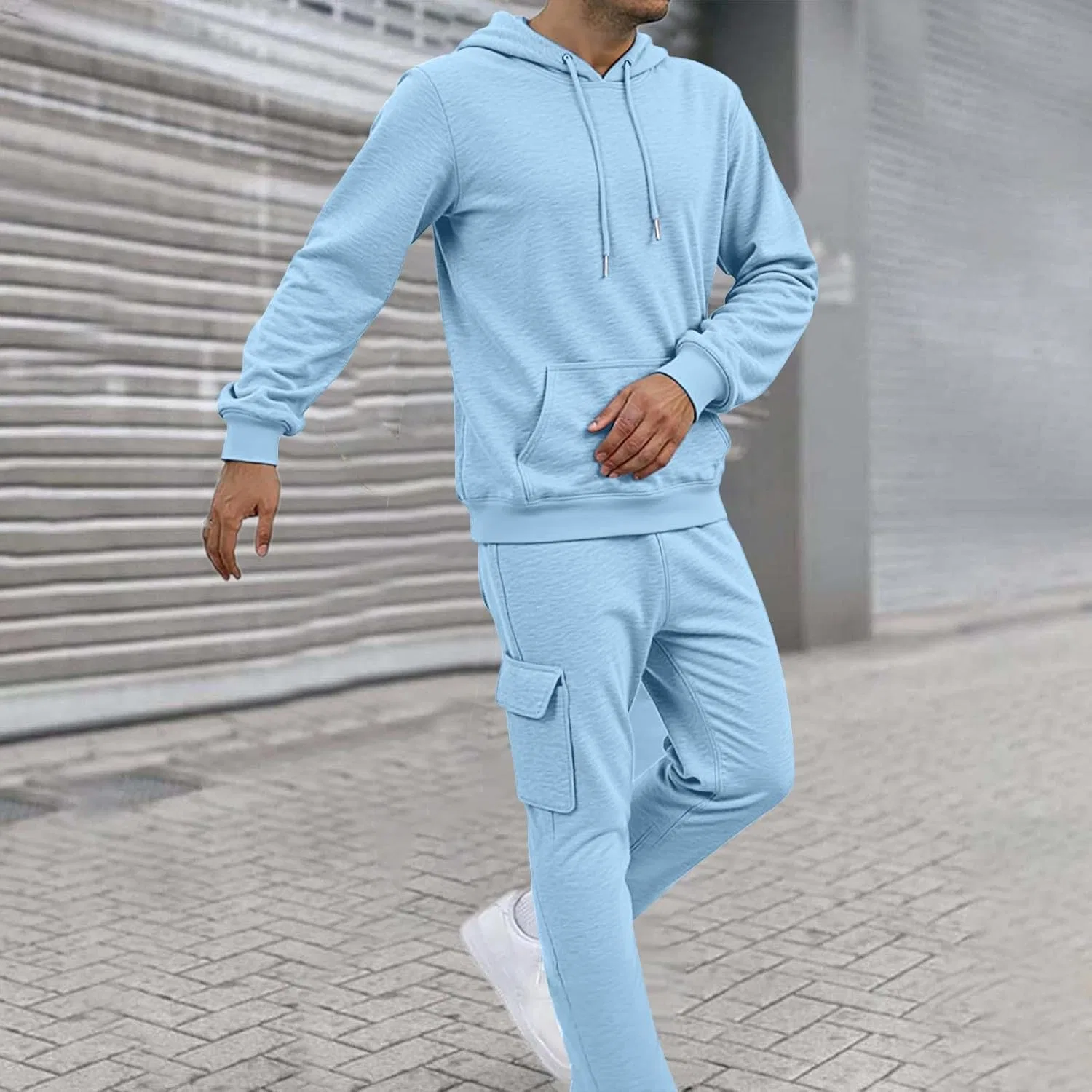 Спортивный костюм мужской из 2 предметов, трикотажный, Light Blue — фото 3