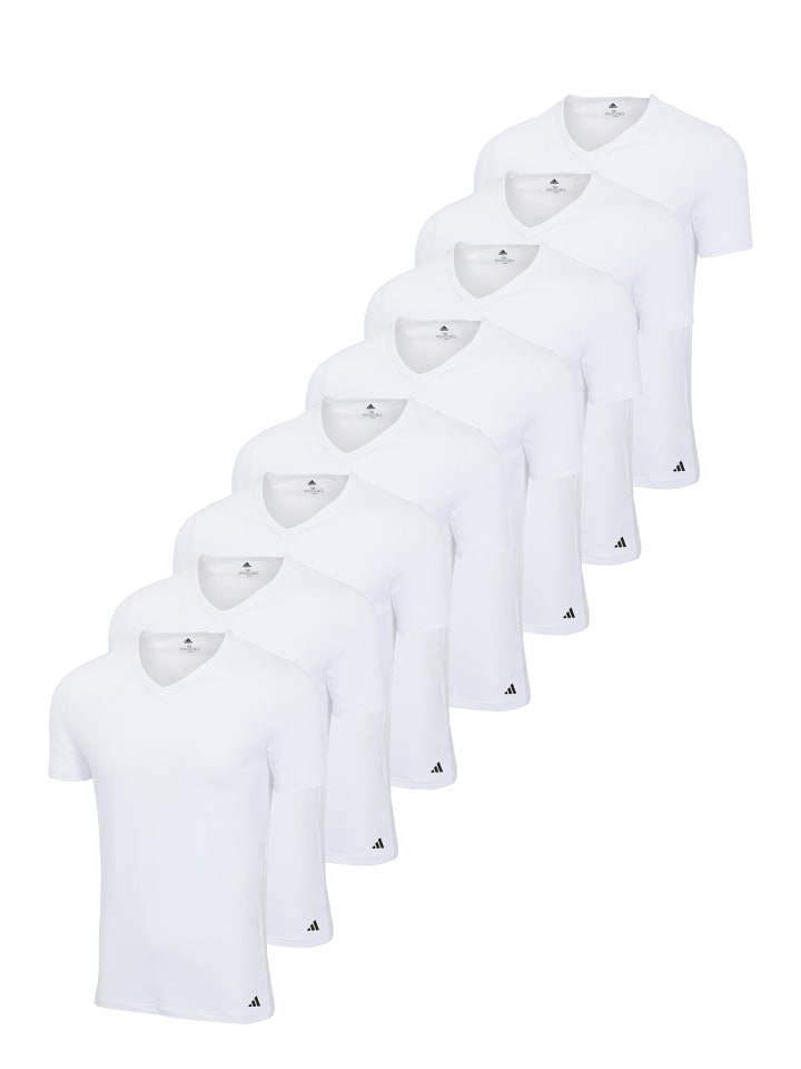 

Футболка базовая с V-образным вырезом 8P белого цвета adidas