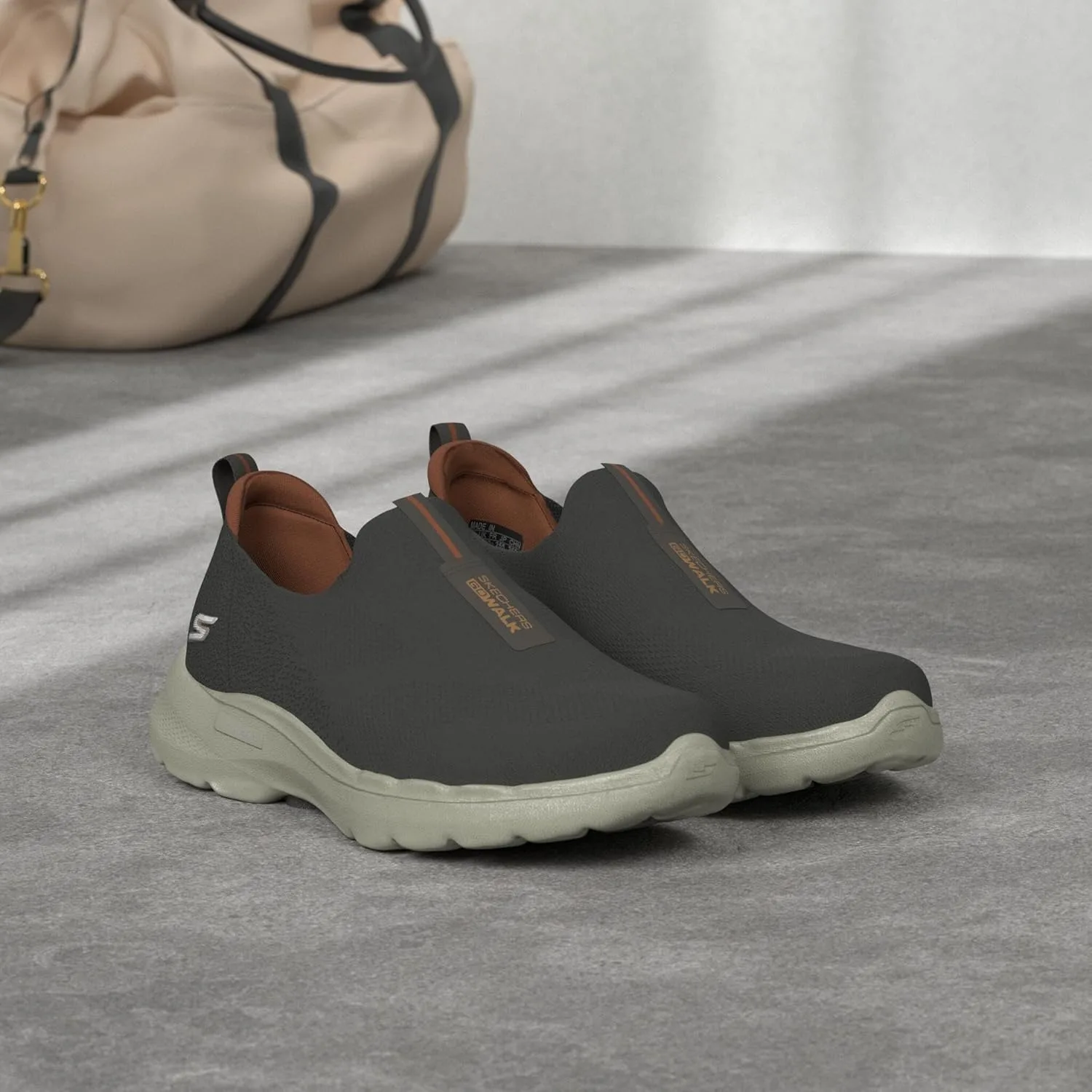 Мужские кроссовки Skechers Gowalk 6 - эластичные, без шнурков, спортивные, для походов и ходьбы, серо-коричневый — фото 2