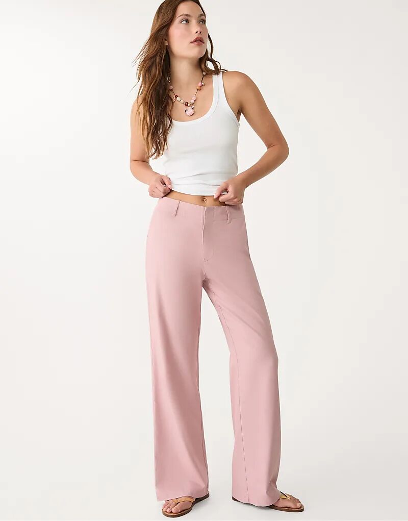 

Прямые брюки Stradivarius из льняной смеси цвета темной фуксии
