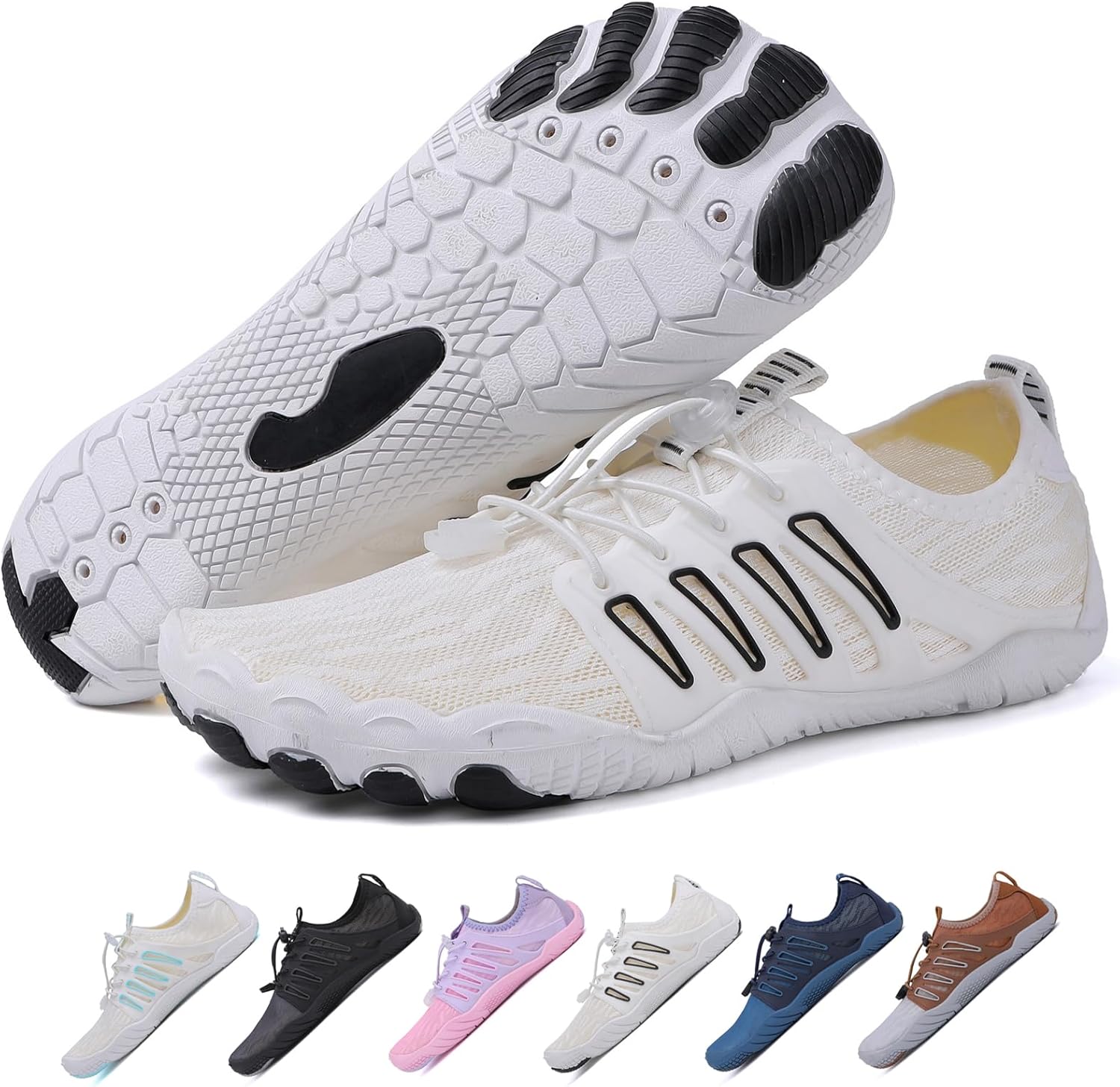 

Ботинки для походов для женщин и мужчин, унисекс водонепроницаемые босоножки, дышащие, противоскользящие походные туфли для занятий спортом, с широкой носочной частью, для походов, прогулок, бега, йоги и водных видов спорта Xianfengniao, белый/ч...