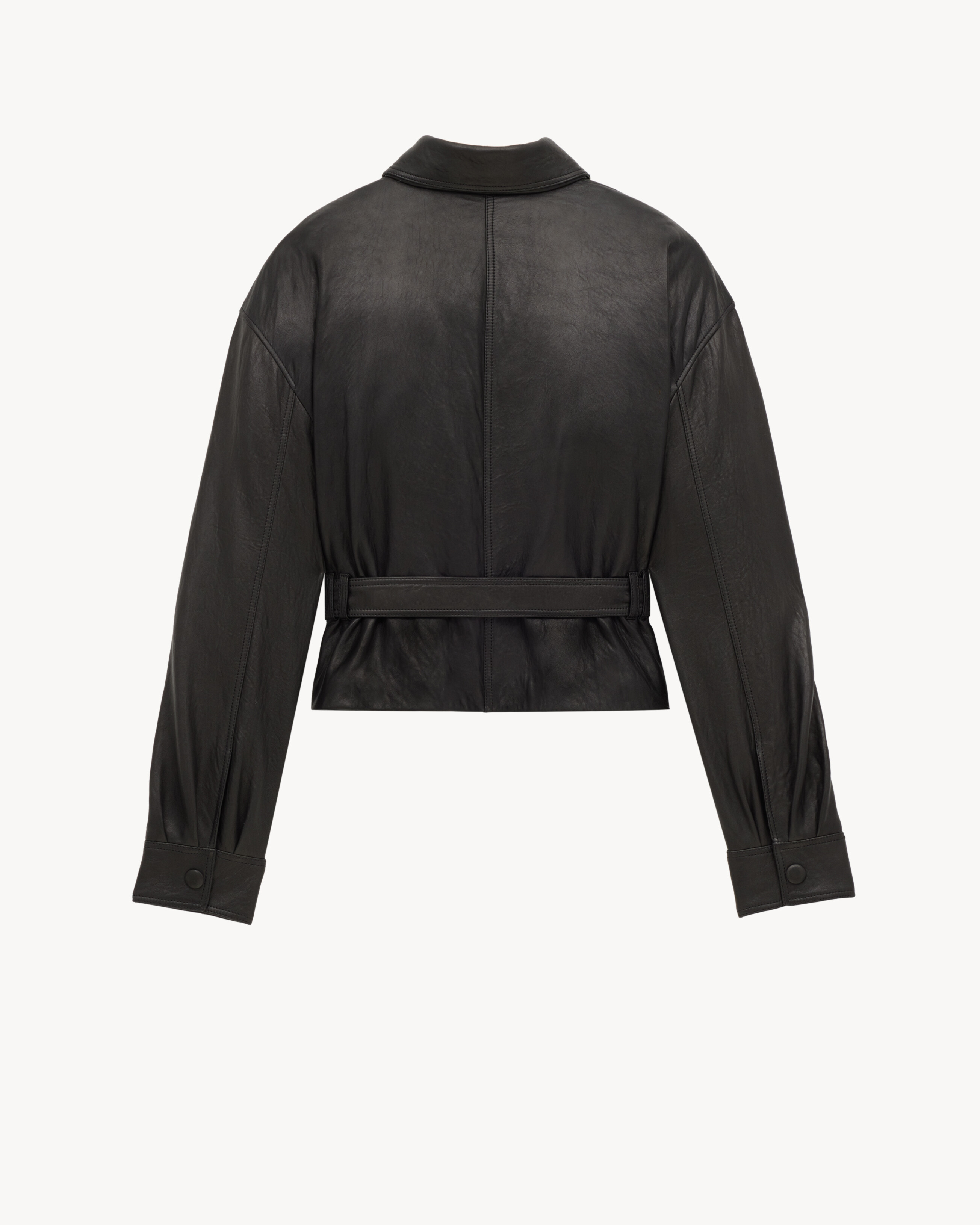 Короткая куртка Saharienne из ягнячьей кожи Saint Laurent, черный — фото 2