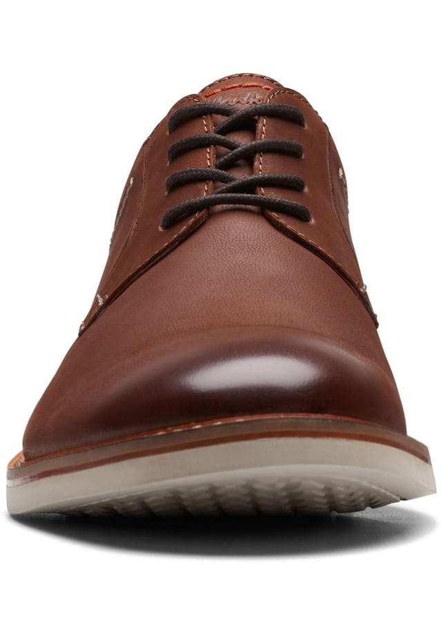 Полуботинки кожаные с тиснением бренда Clarks, коричневый — фото 3