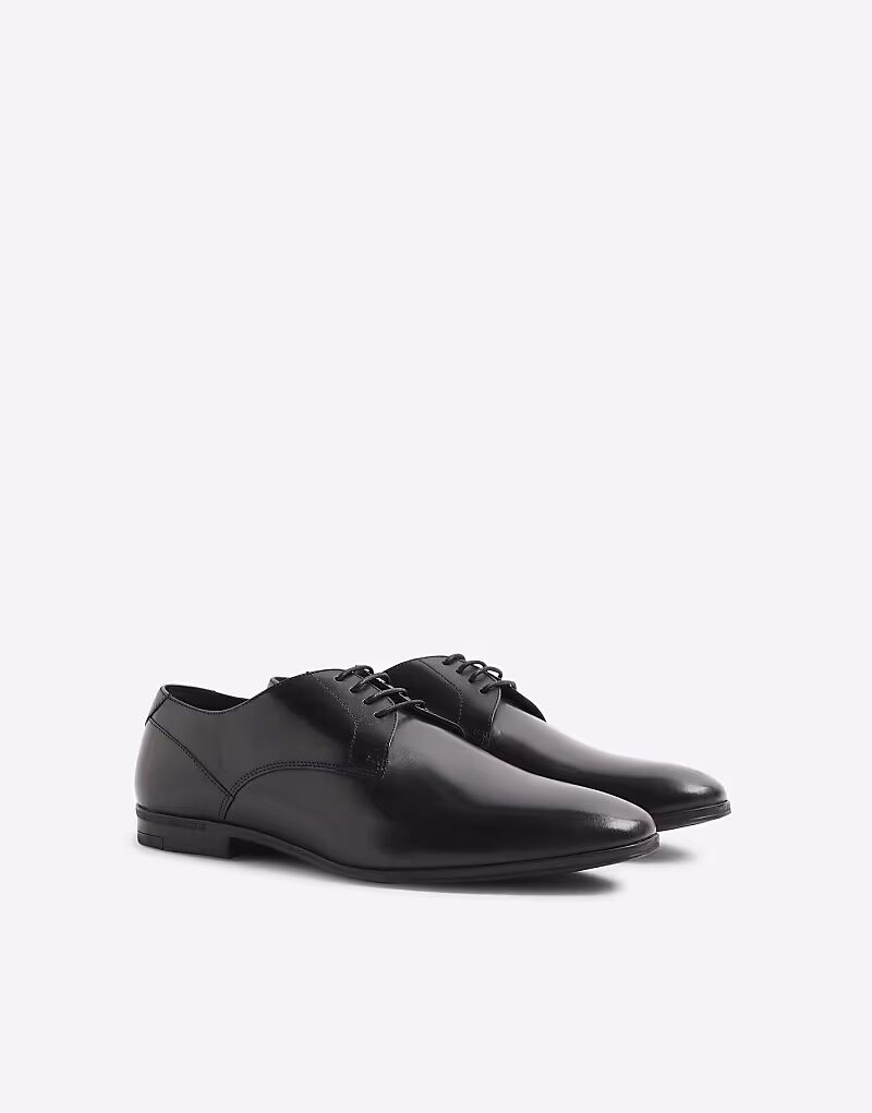 

Туфли дерби River Island Leather широкого кроя черного цвета