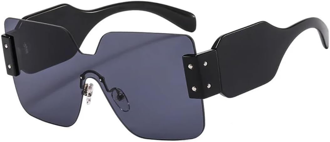 

Винтажные солнцезащитные очки без оправы квадратной формы для женщин и мужчин, с широкими дужками, в крупной оправе, защита от УФ-излучения UV400, класса люкс UATXTAU, Black