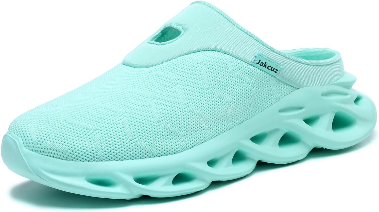Jakcuz Men Slip On Mules Легкие кроссовки с открытой пяткой Дышащие прогулочные туфли, зеленый — фото 2