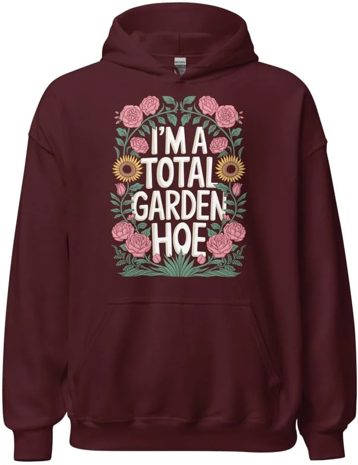 Толстовка унисекс Silly Funny Gardener с принтом "I'm a Total Garden Hoe" Generic, бордовый