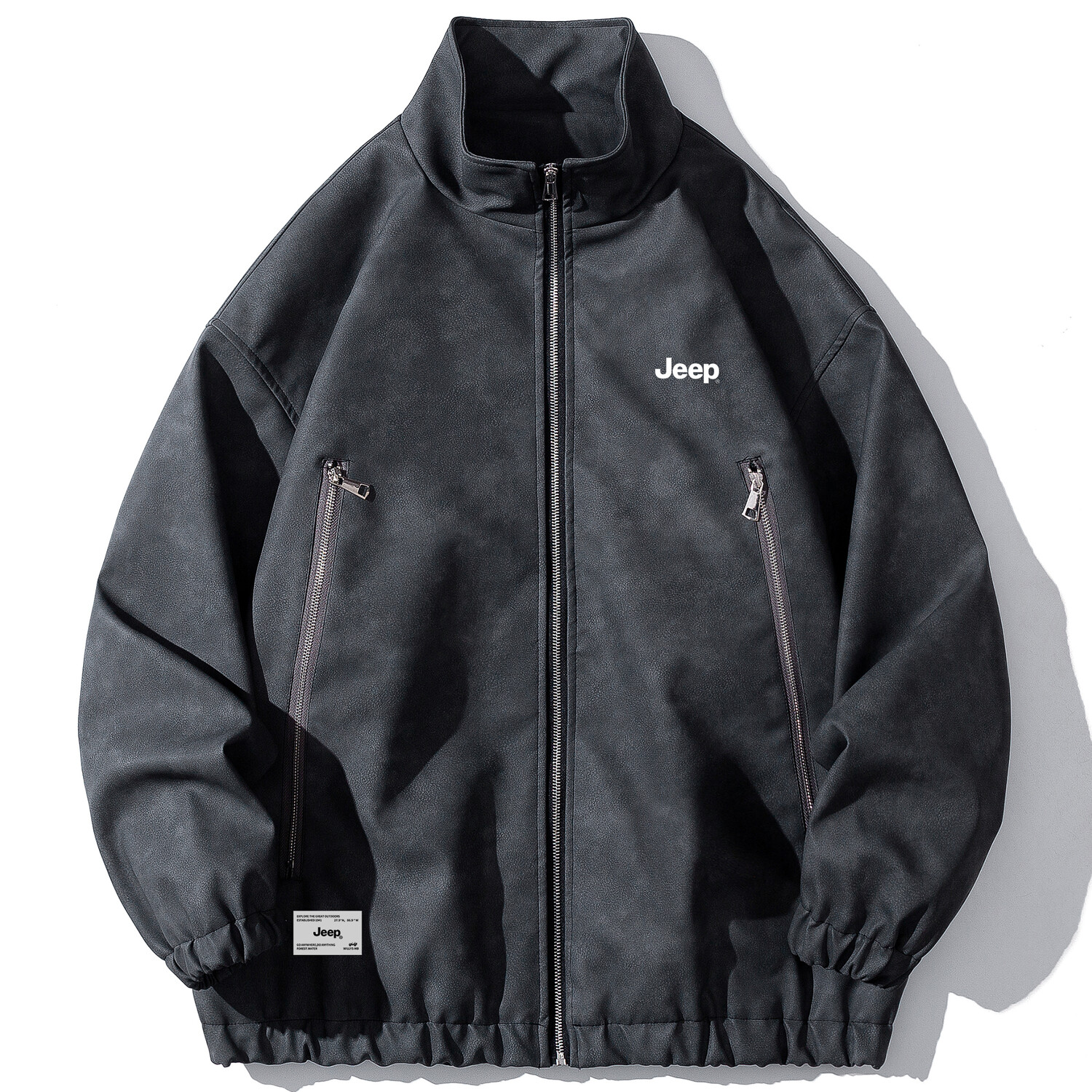 

Кожаная куртка унисекс Jeep, цвет Black/Gray