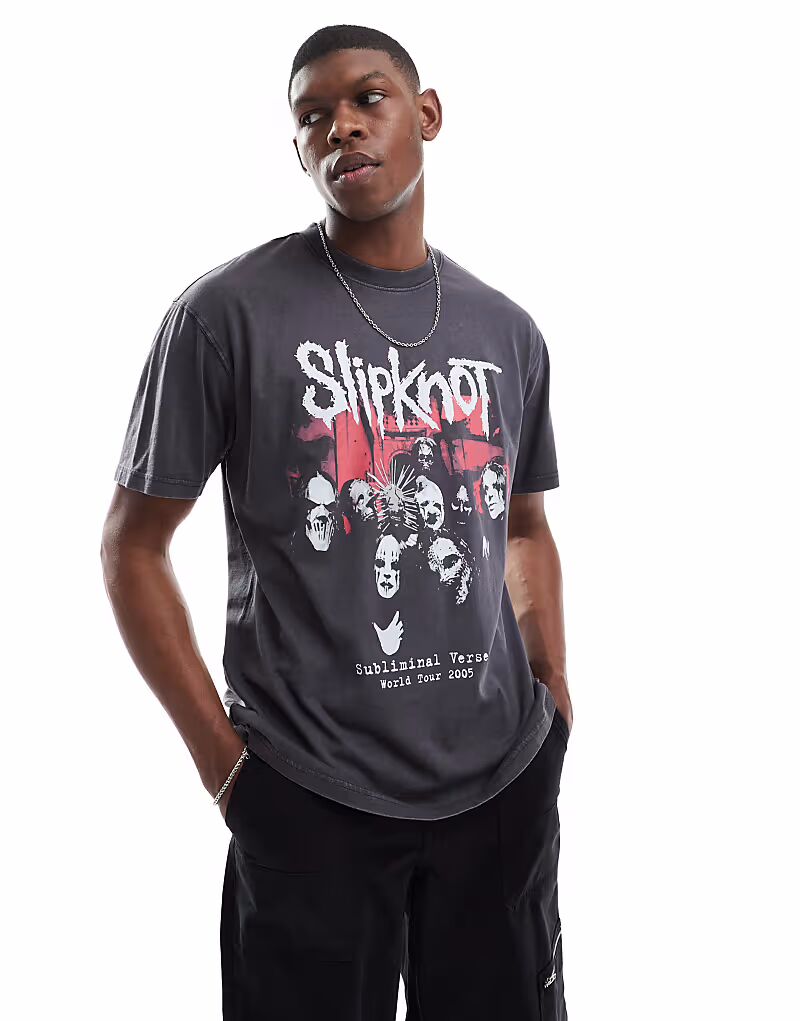 

Футболка Cotton On премиум свободного кроя Slipknot серого цвета Cotton:On