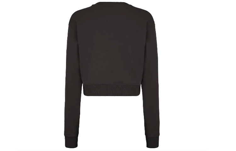 Худи (WMNS) FENDI SS21 Solid Color Knit Short Sports Hoodie Black — фото 2