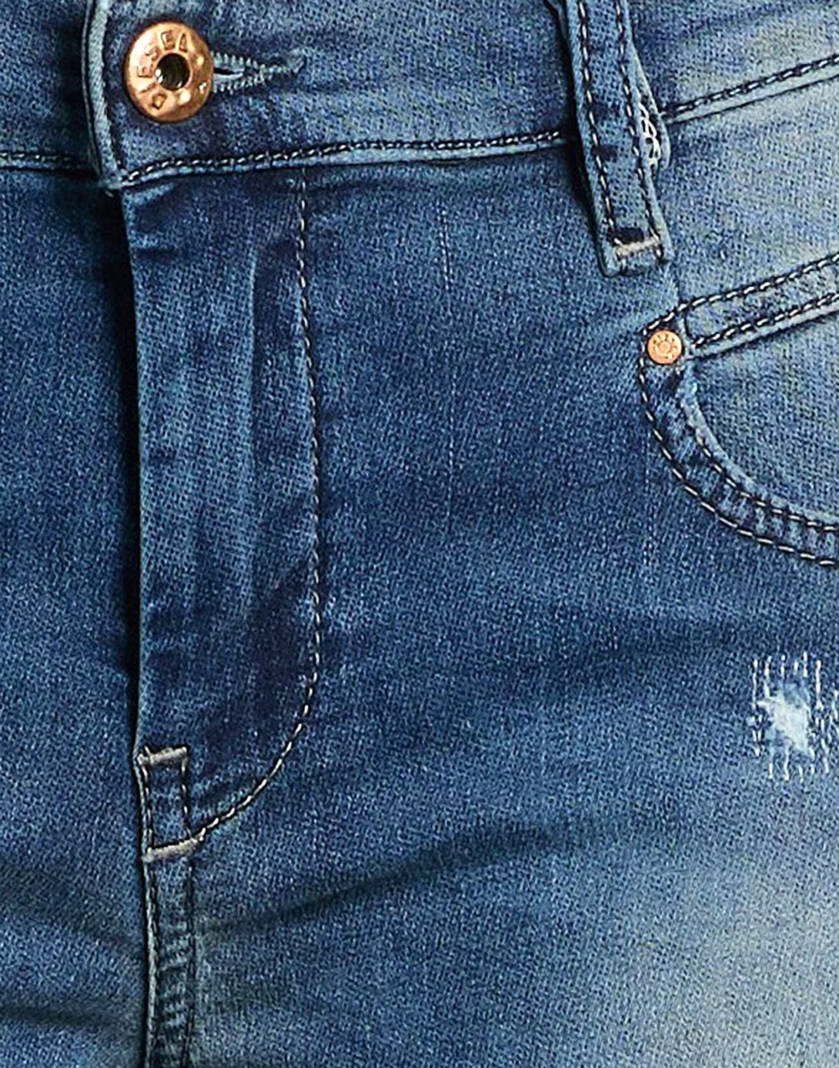 Джинсы скинни distressed DIESEL синие — фото 4
