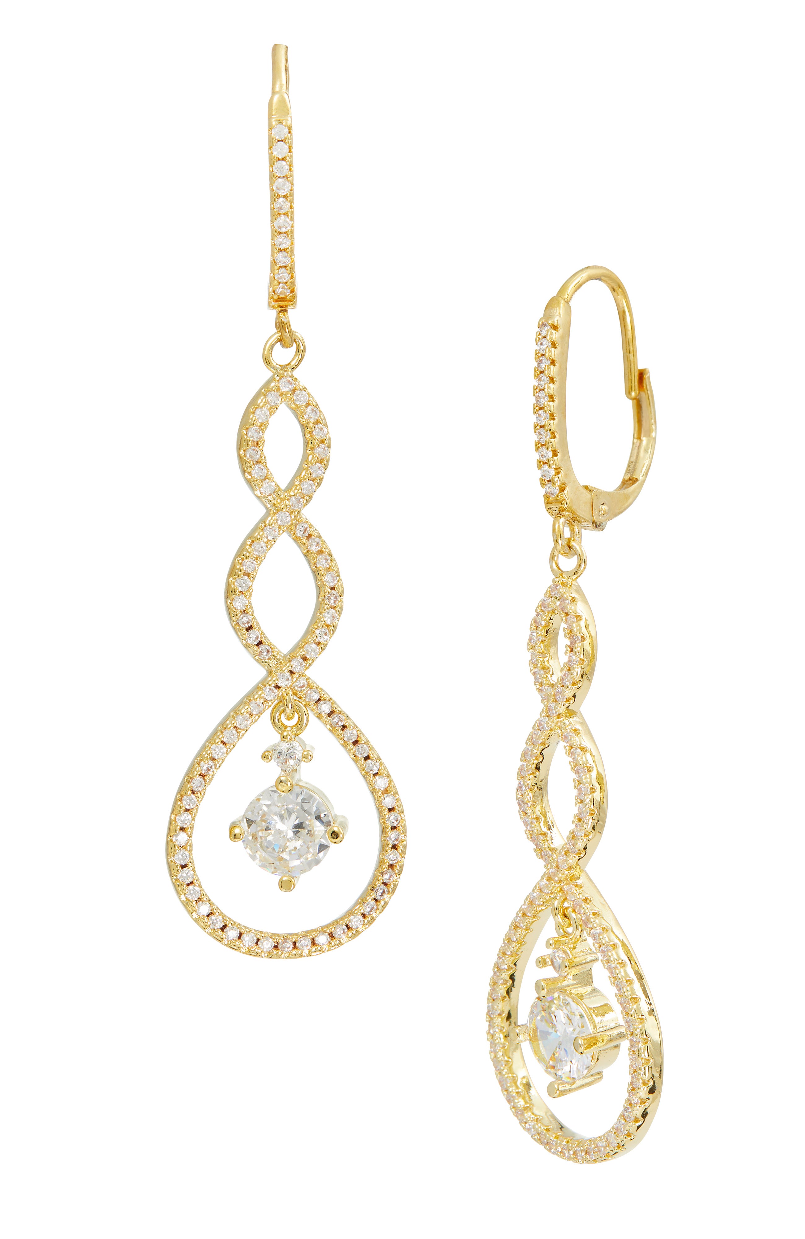 

Длинные позолоченные серьги с витыми фианитами Savvy Cie Jewels, желтый