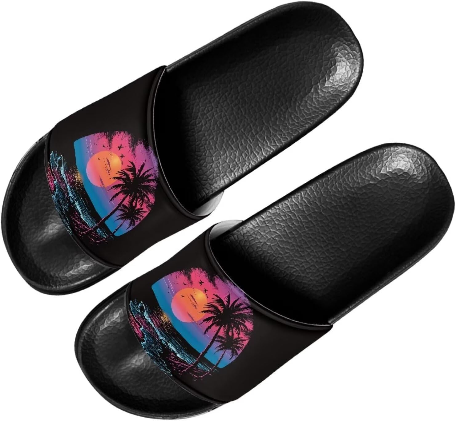 

Женские мягкие нескользящие сандалии Forchrinse, плоские шлепанцы для пляжа, бассейна, душа и дома, Hawaiian Palm Watercolor Sky