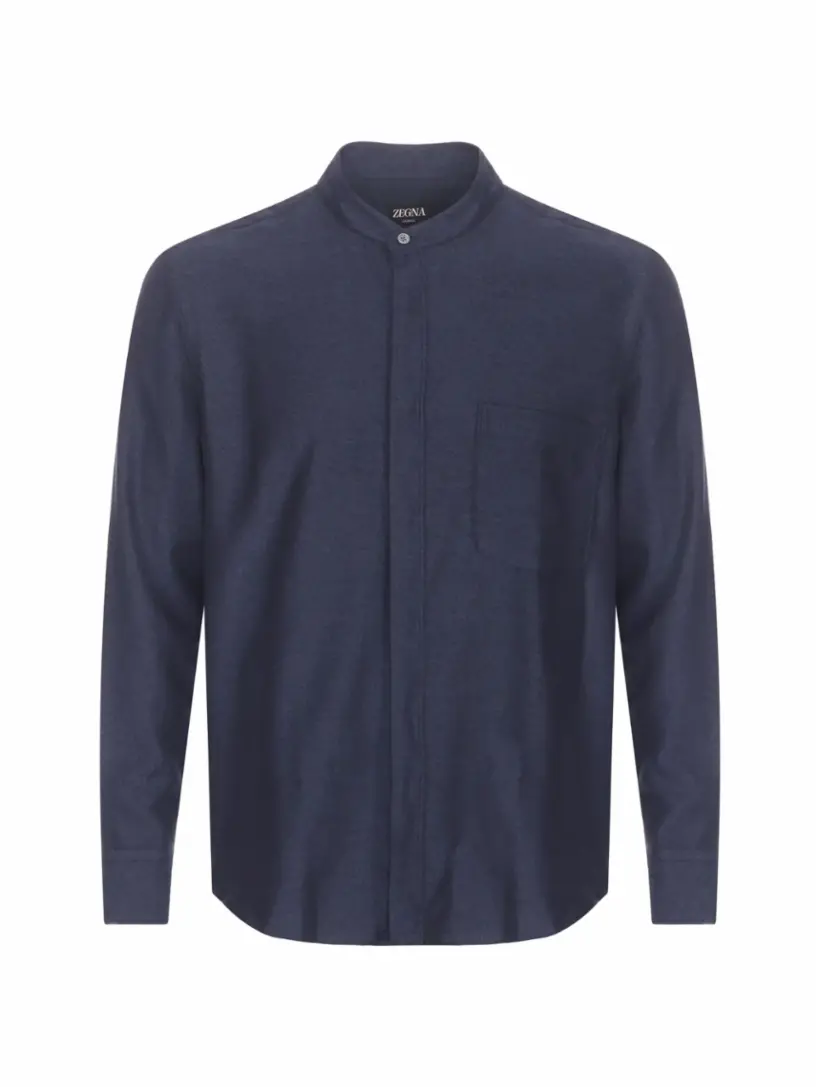 

Хлопковая рубашка Zegna, тёмно-синий