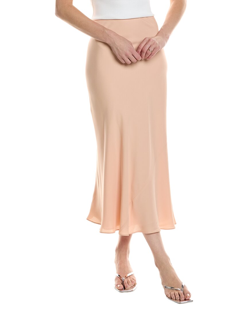 

Lafayette 148 New York Косого кройка расклешенная шелковая макси-юбка, розовый