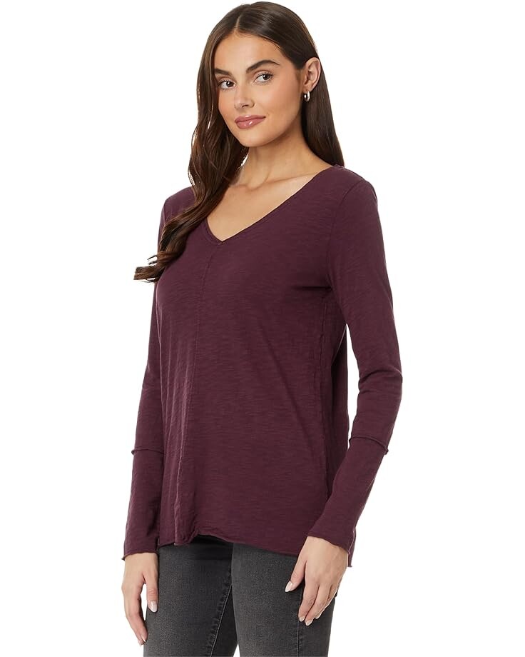 

Футболка Mod-o-doc Long Sleeve Wide Neck V-Neck Tunic, цвет Warm Wine