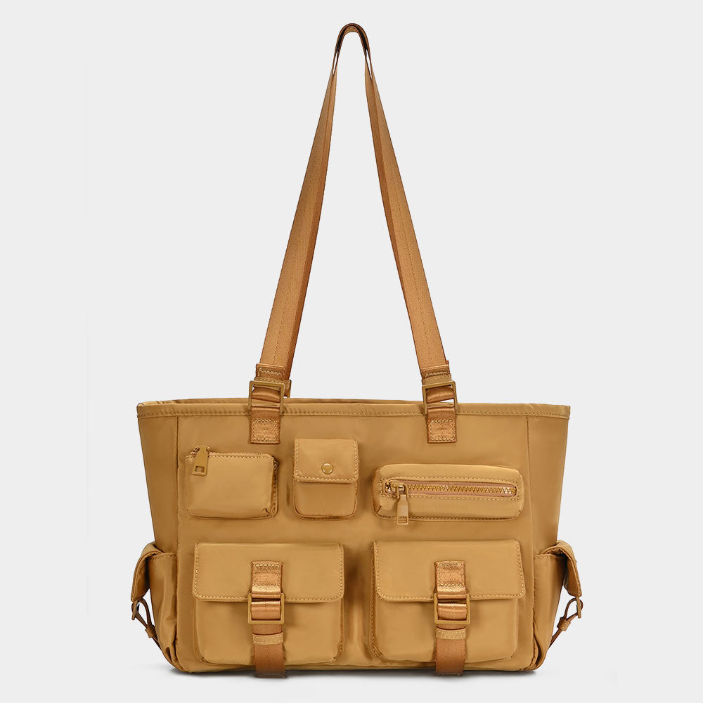 

Многофункциональная сумка-тоут через плечо с несколькими карманами FASHNZFAB, коричневый