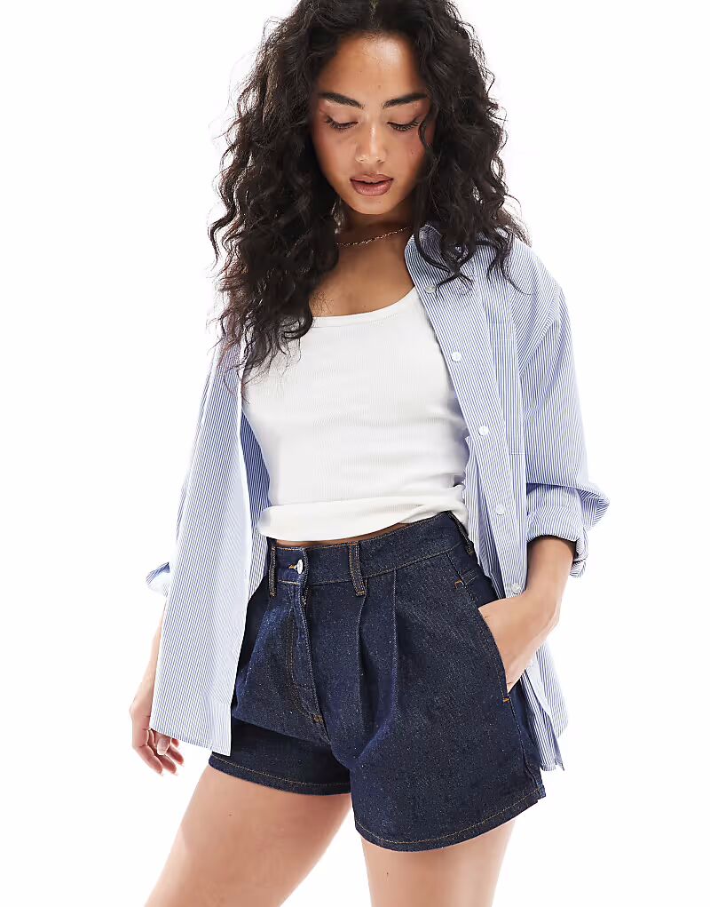

Джинсовые шорты ASOS DESIGN плиссированные цвета индиго