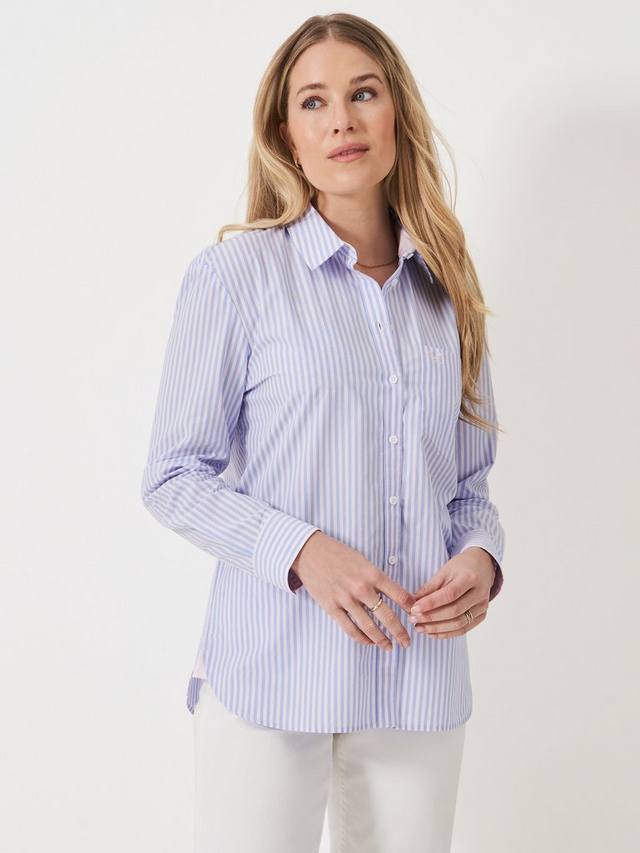 

Полосатая рубашка из хлопкового поплина Crew Clothing, Airforce Blue