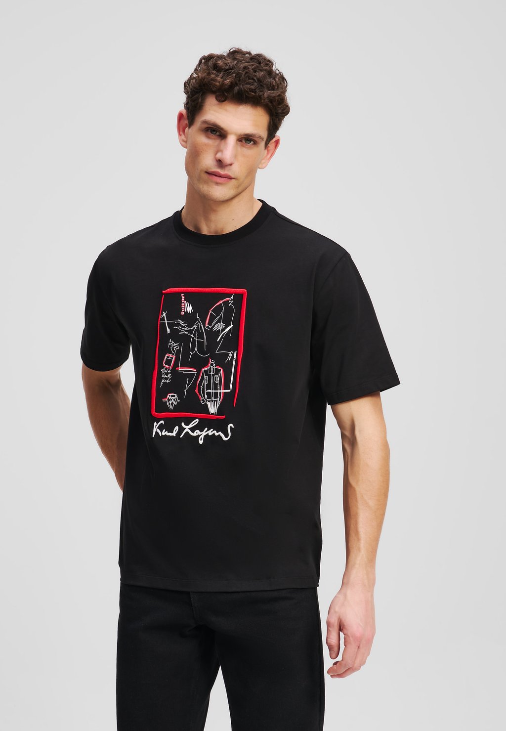

Футболка с принтом KARL LAGERFELD, черный