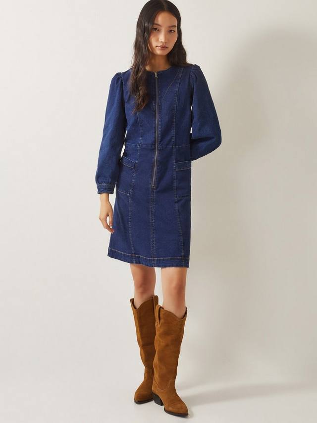 

Джинсовое платье katlyn на молнии Monsoon, цвет Mid Authentic Blue