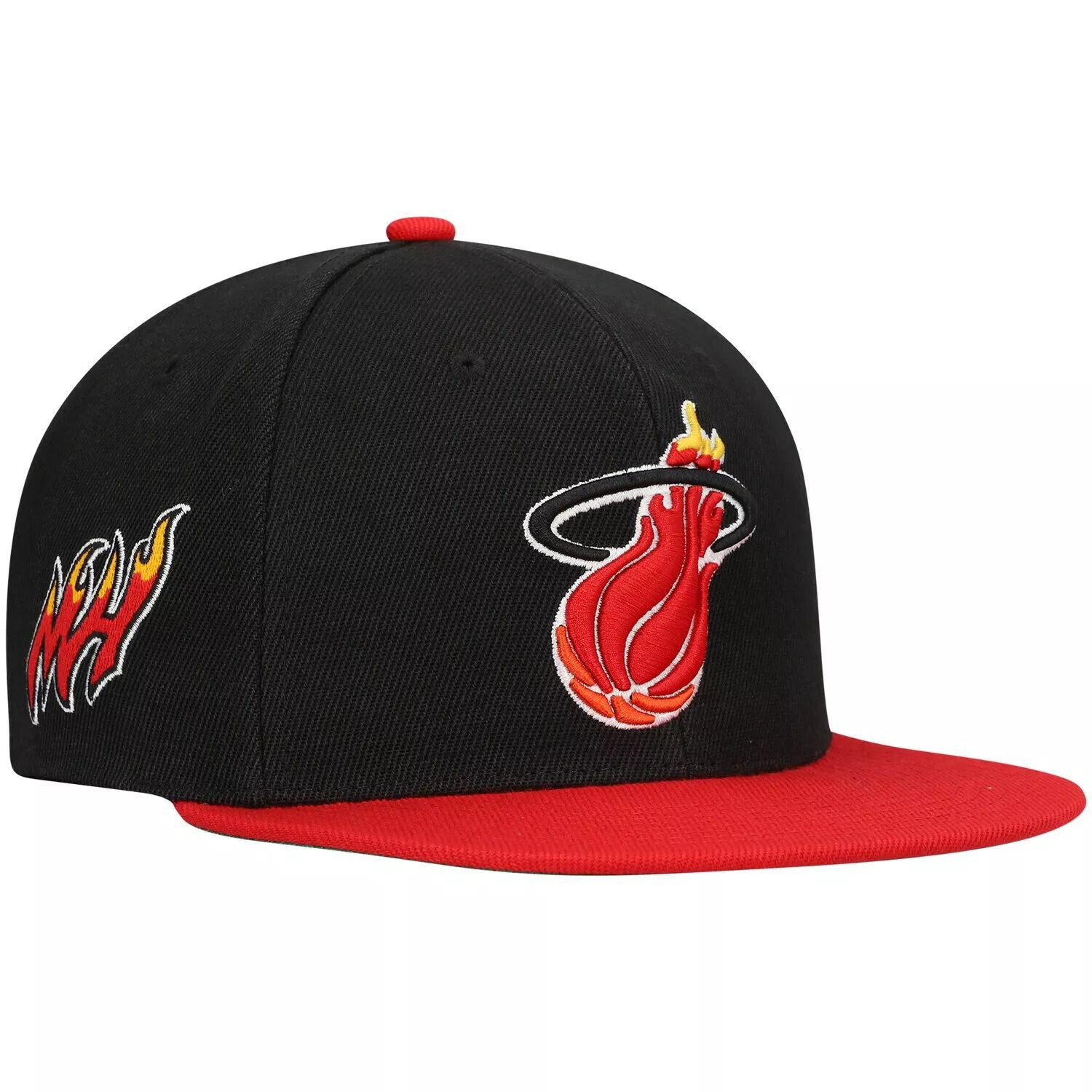 

Мужская кепка Mitchell & Ness черного/красного цвета из твердой древесины Classics Core Side Snapback Miami Heat